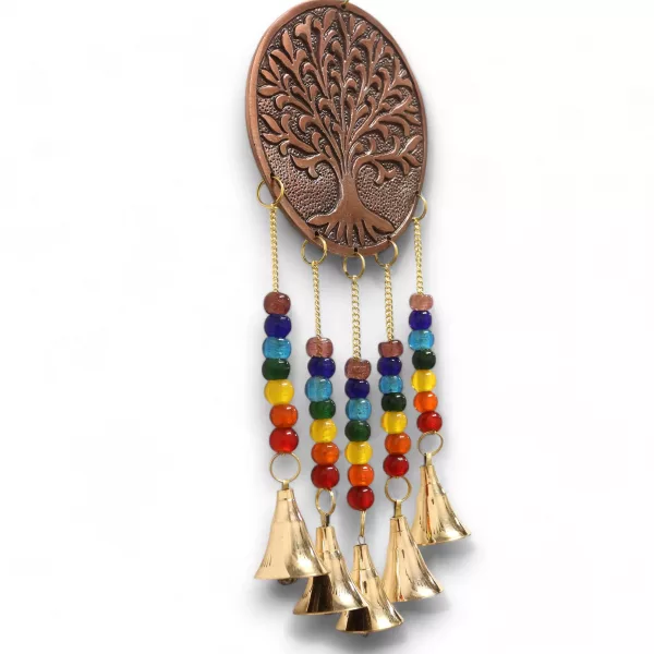 Indian Chimes - Med Tree of Life - Chakra Beads 5 Bells - Image 4