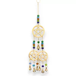 Indian Chimes - Brass Tri-Pentagram - 7 Bells