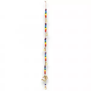 Indian Chimes - Brass OM with Chakra Beads String Bells 53cm