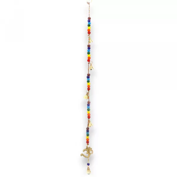 Indian Chimes - Brass OM with Chakra Beads String Bells 53cm