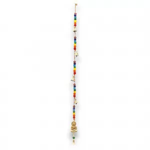 Indian Chimes - Brass Buddha with Chakra Beads String Bells 53cm