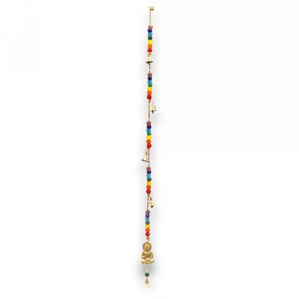 Indian Chimes - Brass Buddha with Chakra Beads String Bells 53cm