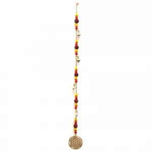 Indian Chimes - Brass Flower of Life with Rudraksha Beads String Bells