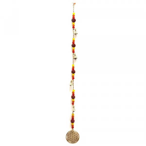 Indian Chimes - Brass Flower of Life with Rudraksha Beads String Bells