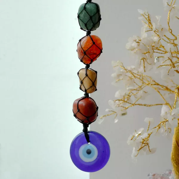 Hanging Chakra Stone  Pendant - Evil Eye - Image 2