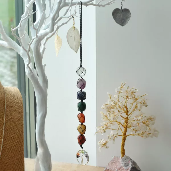 Hanging Chakra Stone  Pendant - Tree of Life - Image 3