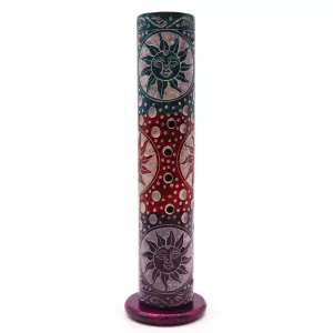 Soapstone Round Tower Incense Holder - Suns
