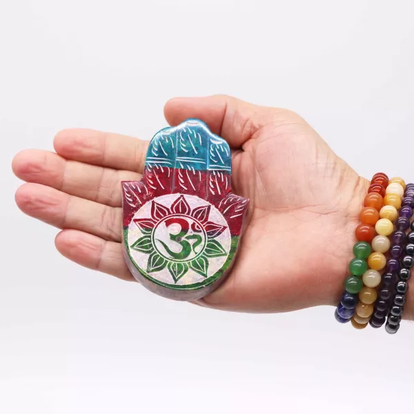 Soapstone Hamsa Incense Holder - OM - Image 3