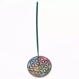 Soapstone Disc Incense Holder – Flower of Life