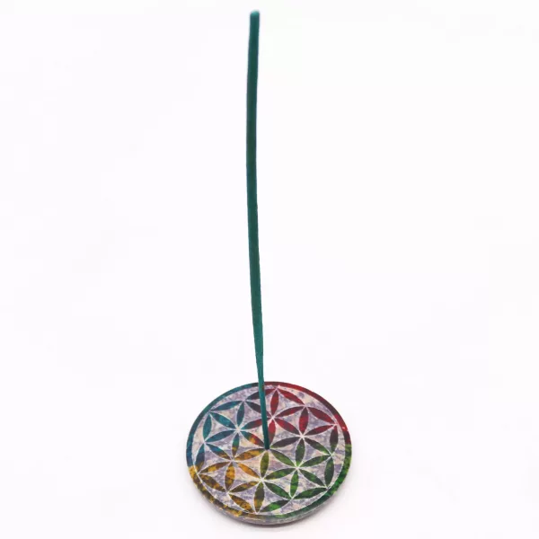 Soapstone Disc Incense Holder - Flower of Life - Image 2