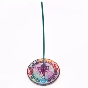 Soapstone Disc Incense Holder – Ganesha