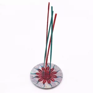 Soapstone Disc Incense Holder – Sun Flower (5 stick holder)