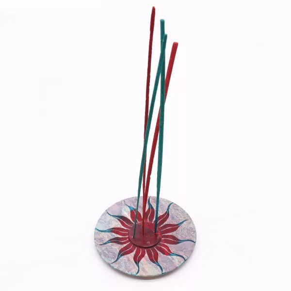 Soapstone Disc Incense Holder - Sun Flower (5 stick holder) - Image 2