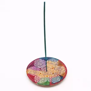 Soapstone Disc Incense Holder – 7 Flower of Life