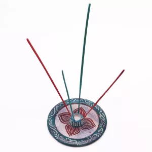 Soapstone Disc Incense Holder – Four Petal (cone & incense holder)