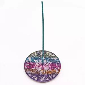 Soapstone Disc Incense Holder – 6 Lucky Elephants