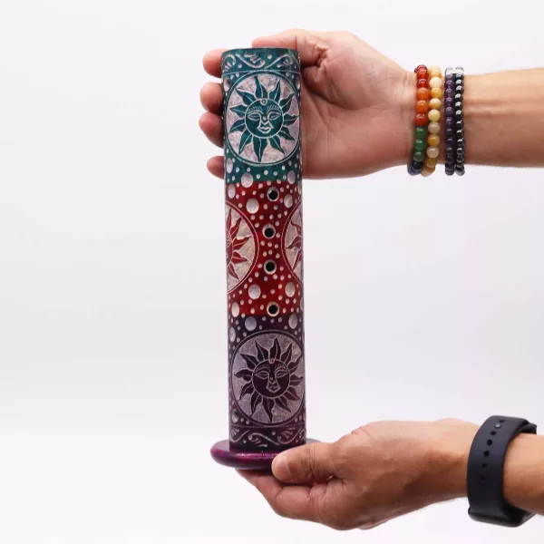 Soapstone Round Tower Incense Holder - Suns - Image 3