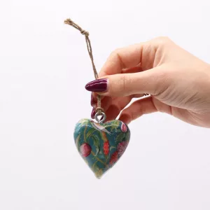 Lrg Decor Wood Heart –  Bird & Floral