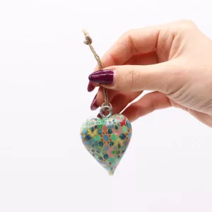 Small Decor Wood Heart –  Mediterranean Tile Pattern
