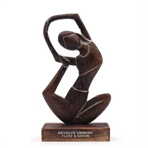 Wooden Yoga Lady - Antique - Revolved Pose - \"Revolve Unwind - Flow & Grow\"