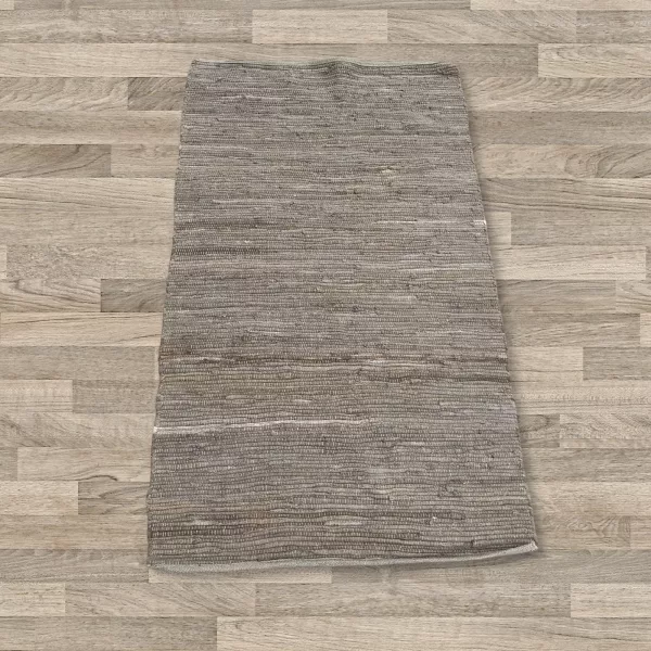 Small Indian Handloom Cotton Rug - Charcoal - Image 2