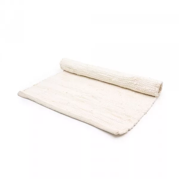 Small Indian Handloom Cotton Rug - Cream