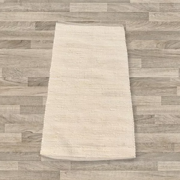 Small Indian Handloom Cotton Rug - Cream - Image 2