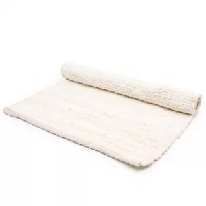 Large Indian Handloom Cotton Rug - Cream