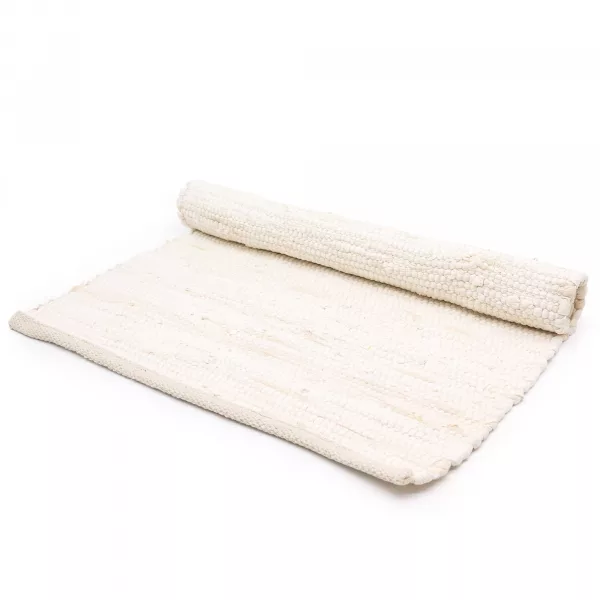 Large Indian Handloom Cotton Rug - Cream