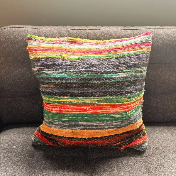 Rag Rug Cushion Covers - Natural Greens - Image 2