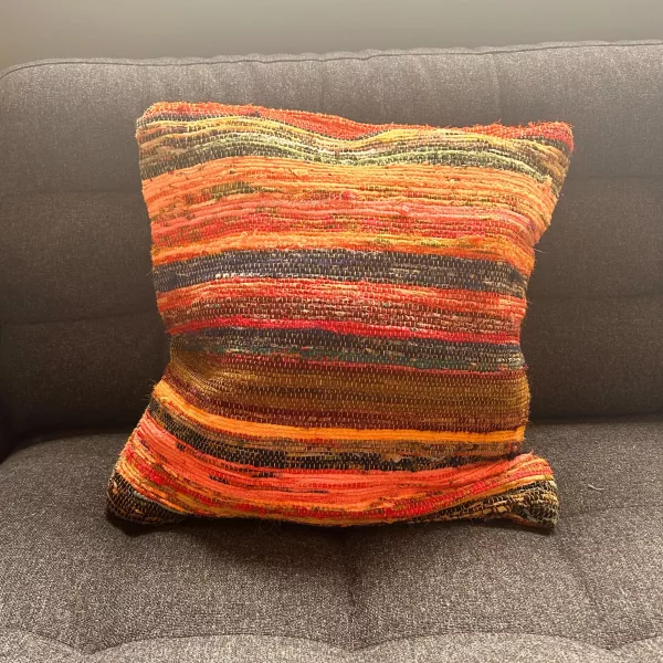Rag Rug Cushion Covers - Sunrise Oranges - Image 2