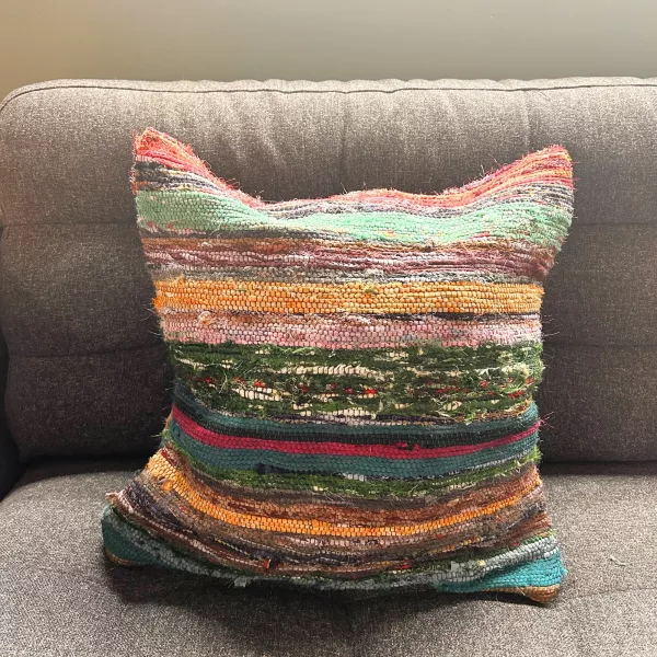 Rag Rug Cushion Covers - Charcoal Greys - Image 2