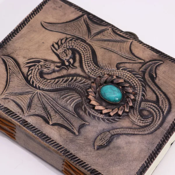 Two Dragons- Esoteric Notebook - Antique Grey - 200 pages  Stich Edge- 17.5x12.5x3cm - Image 2