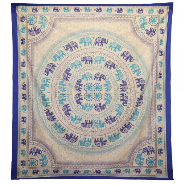 Wall Hanging / Spread - Elephant Mandala - Blues