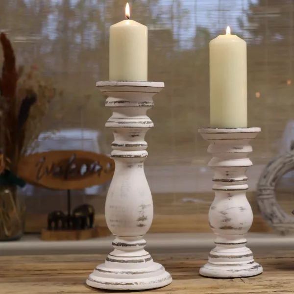 Classic Candle Stand - Whitewash - Large - Image 4