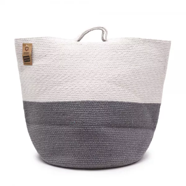 Cotton Rope Laundry / Storage Big Basket 45x40cm - Grey