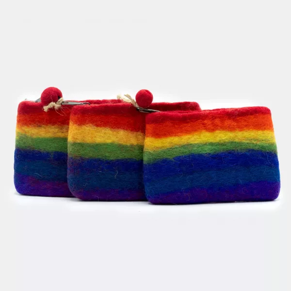 Natural Felt Zipper Pouch (asst) - Rainbow - Image 2