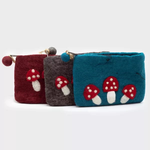 Natural Felt Zipper Pouch (asst) - Wild Mushrooms - Image 2