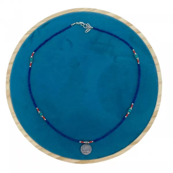 Nepalese Extra Fine Gem Necklace - Blue Onyx & Tree of Life - Image 2