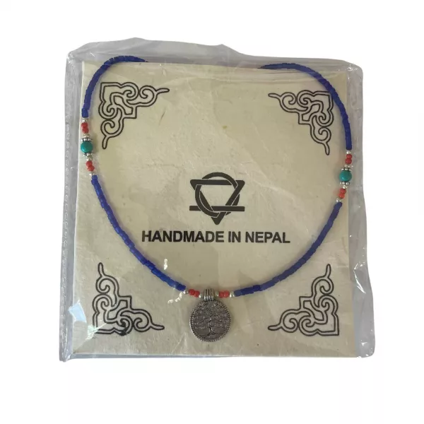 Nepalese Extra Fine Gem Necklace - Blue Onyx & Tree of Life - Image 3