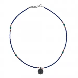 Nepalese Extra Fine Gem Necklace - Blue Onyx & Tree of Life