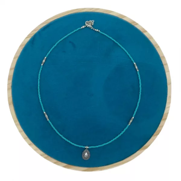 Nepalese Extra Fine Gem Necklace - Turquoise & Teardrop - Image 2