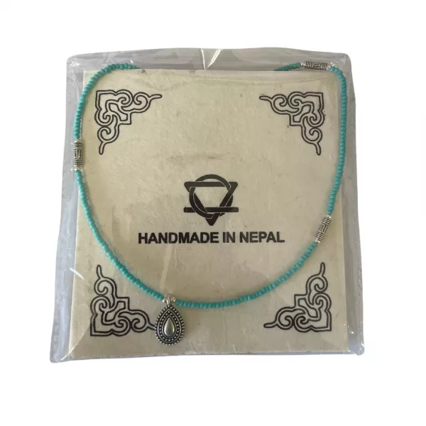 Nepalese Extra Fine Gem Necklace - Turquoise & Teardrop - Image 3