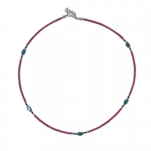 Nepalese Extra Fine Gem Necklace - Pink Coral & Turquoise Beads