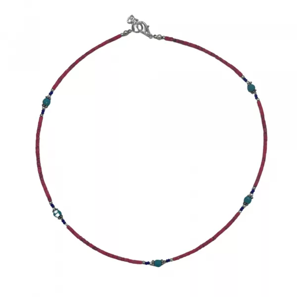 Nepalese Extra Fine Gem Necklace - Pink Coral & Turquoise Beads
