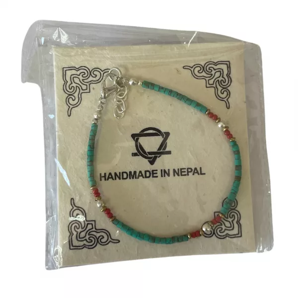 Nepalese Extra Fine Gem Bracelet - Turquoise Beads - Image 3