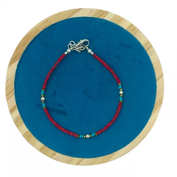Nepalese Extra Fine Gem Bracelet - Coral Tribal Bead - Image 2