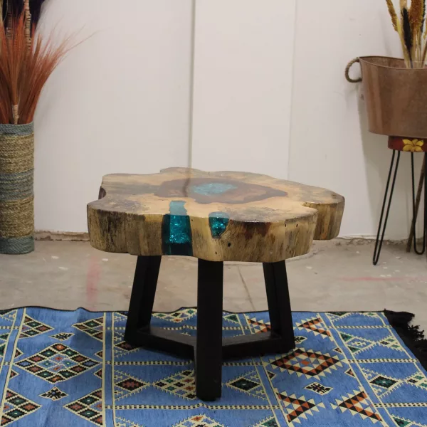 Tamarind and Resin Coffee Table - Aqua - Image 7