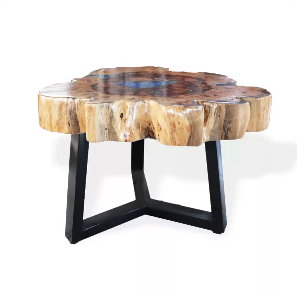 Tamarind and Resin Coffee Table - Sky Blue - Image 3