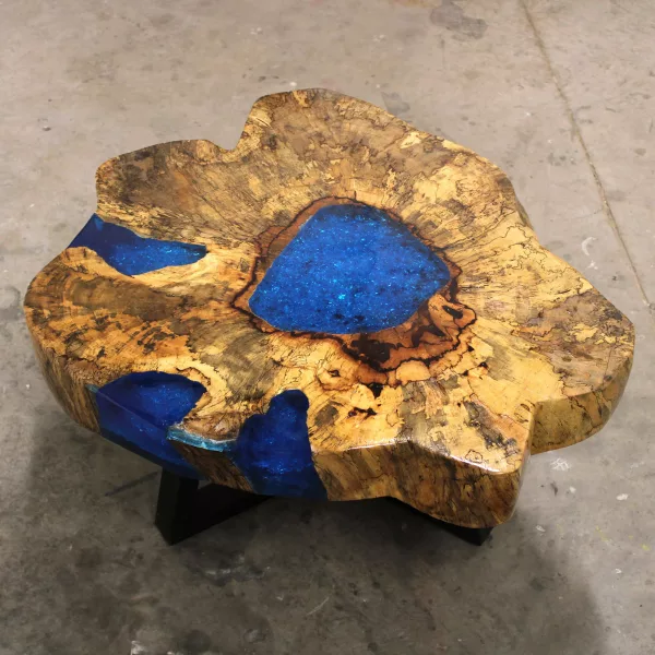 Tamarind and Resin Coffee Table - Sky Blue - Image 4